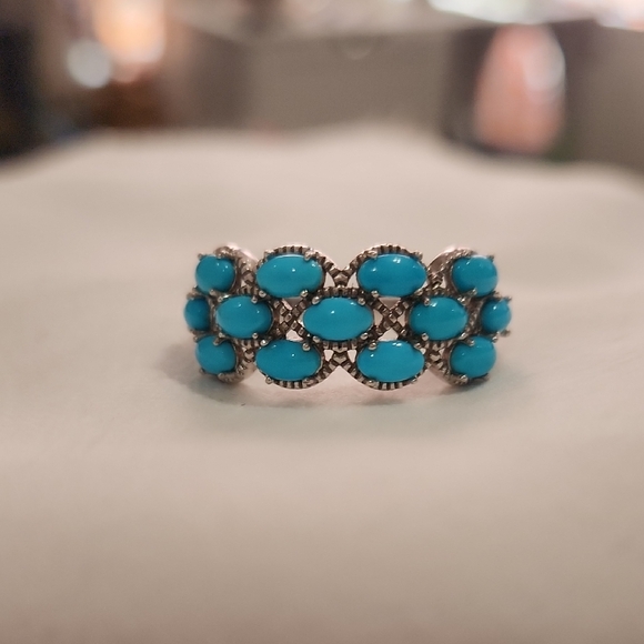 QVC Geniune Sleeping Beauty Turquoise & .925 Sterling Silver Ring - Picture 2 of 5
